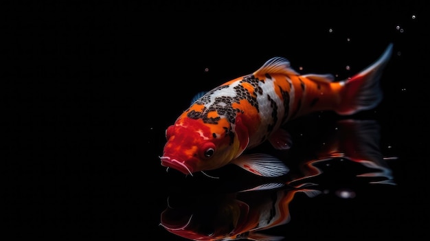 Koi fish with black background