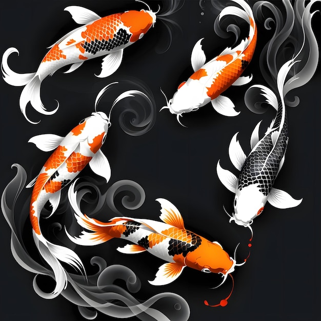 Photo koi fish with colorful scales and flowing fins