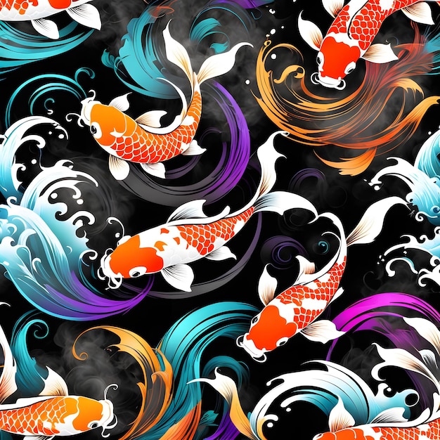 Photo koi fish with colorful scales and flowing fins