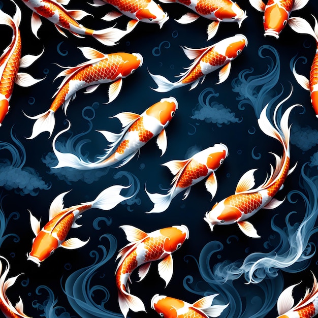 Photo koi fish with colorful scales and flowing fins