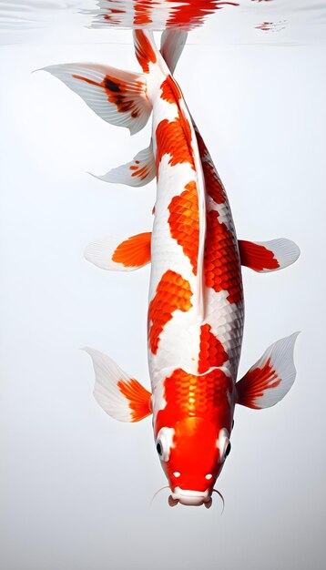 Foto un pesce koi con strisce arancioni e bianche