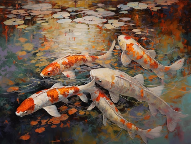 Koi Pond Reflections A Mosaic of Colors and Patterns