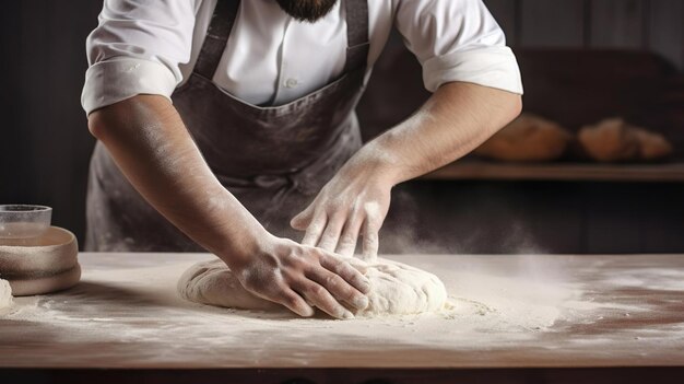 Kok maakt vers deeg voor het bakken