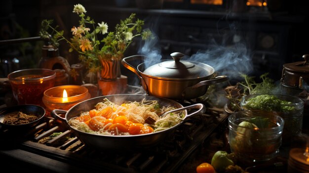 Foto koken in de keuken.