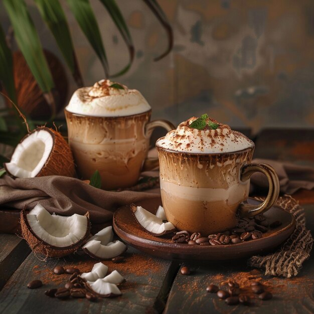 Kokosnoot Mocha Latte koffie