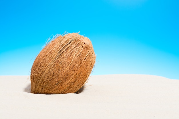 Kokosnoot op het zandstrand