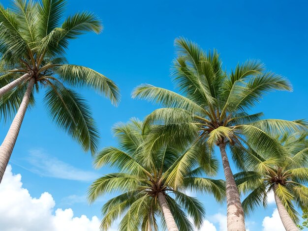 Kokosnotenbomen staan hoog en de lucht is helderblauw AI_Generated