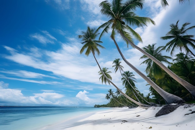 Kokospalmbomen op een wit strand
