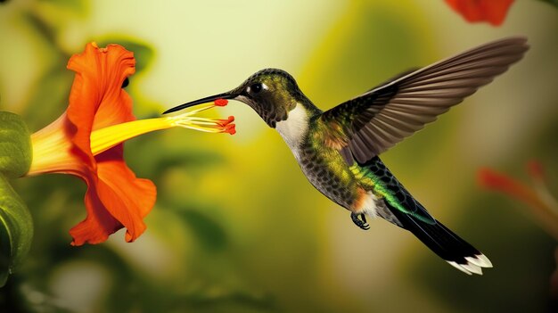 kolibrie voedt zich met nectar bloem en vogel kolibrie bloem