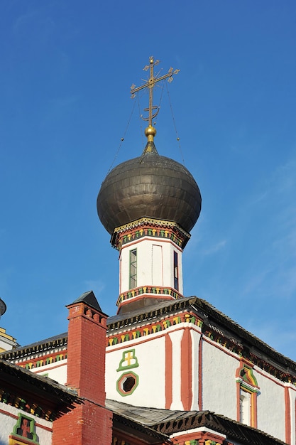 Kolomna, Russia - OCTOBER 9, 2021: view of the domes of ancient churches in Kolomna