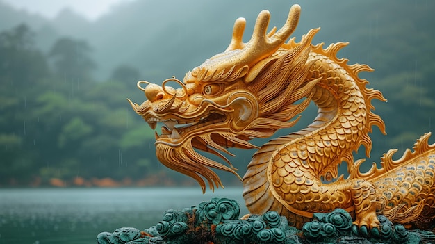 kolossale gouden Chinese draak