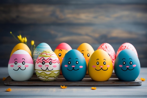 Kom in de paassfeer met speelse, kleurrijke eierversieringen met konijnengezicht