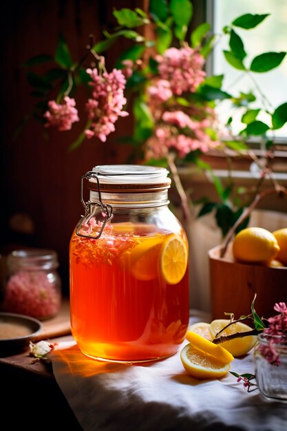 Kombucha in de keuken op de tafel Generatieve AI drankje