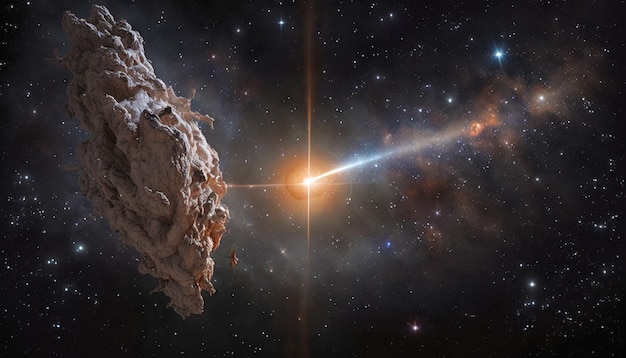 Komeetvlieg langs de heldere ster Beauty of universe Generative AI