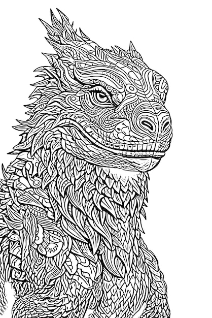 Komodo Dragon Coloring Pages Crisp Lines Mandala White Background