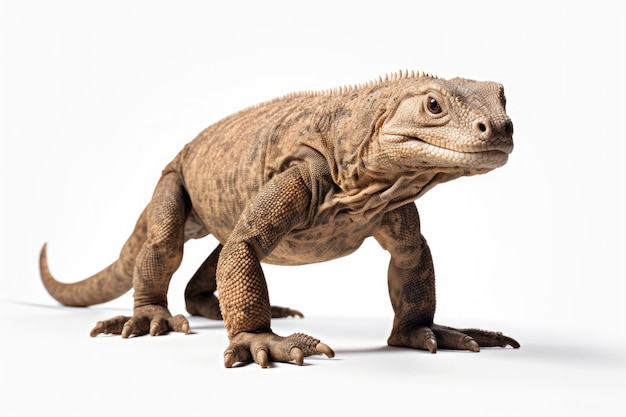 Komodo dragon on white background