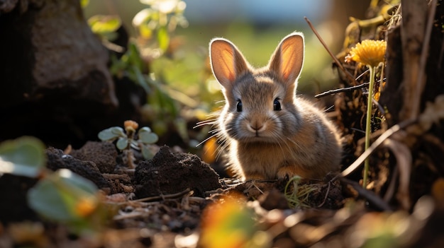 konijn in de tuin