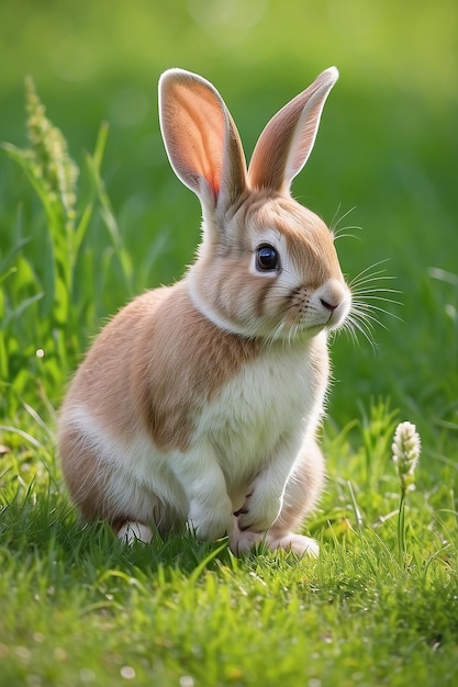 Foto konijn op het grasveld lente