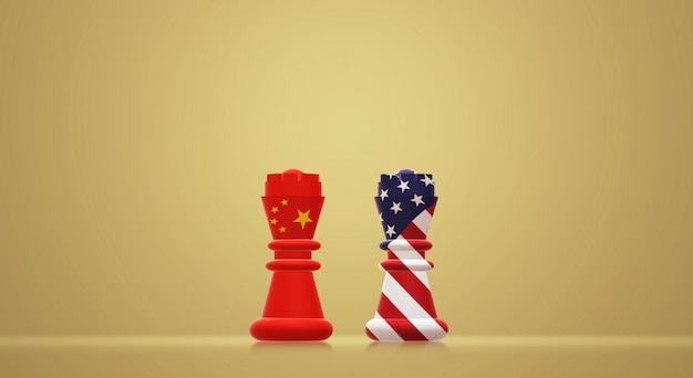 Foto koning schaken china vs koning schaken amerika