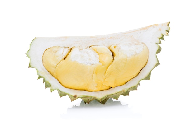 Koning van fruit, durian geïsoleerd op wit.