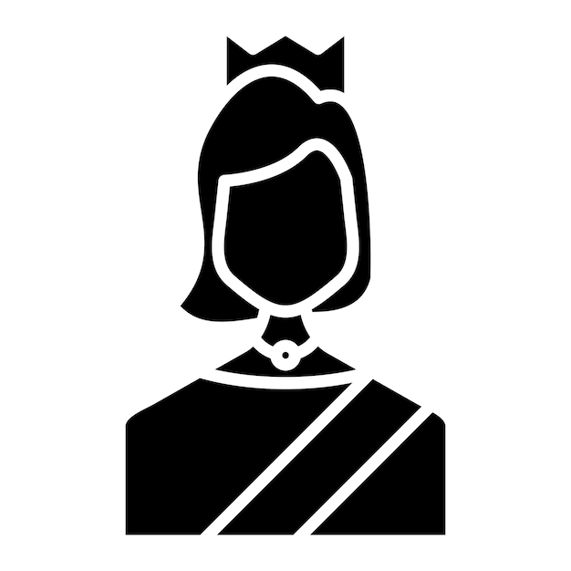 Koningin Glyph effen zwarte afbeelding