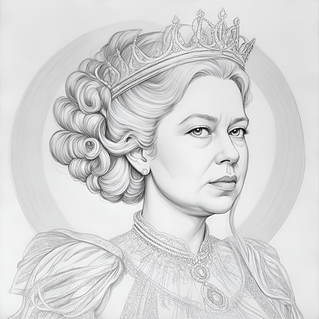 Foto koningin_outline_teken_portret