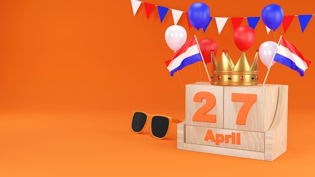 Koningsdag Vier 3D-rendering Koningsverjaardag in Nederland