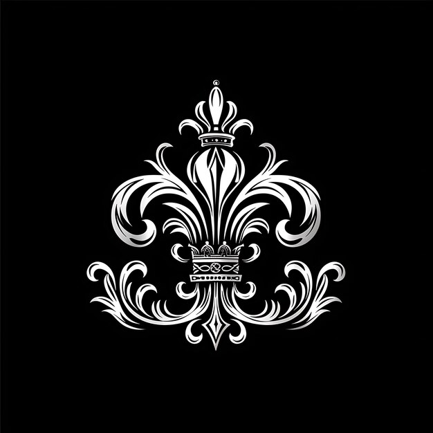 Koninklijk Fleur De Lis Clan Crest met Fleur De Lys en Crown Fo Creatief Logo Design Tattoo Outline