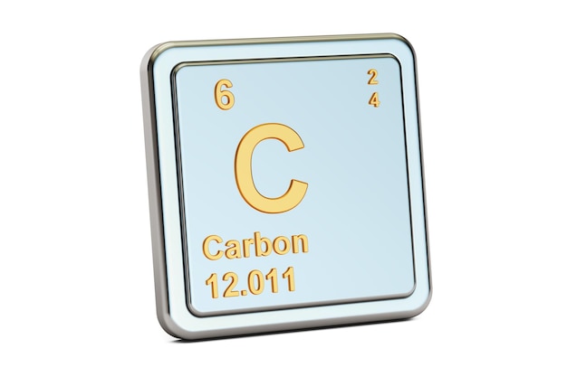 Koolstof C scheikundig element teken 3D-rendering