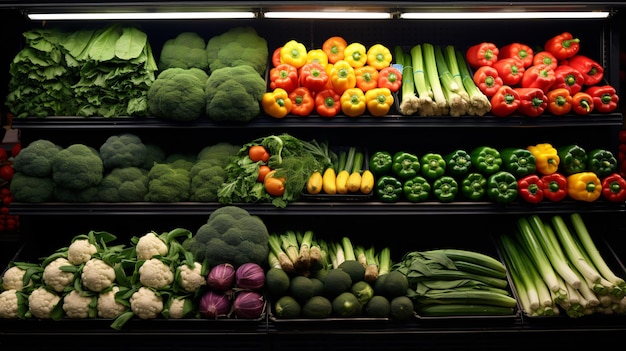 Koop een verscheidenheid aan verse groenten in de supermarkt