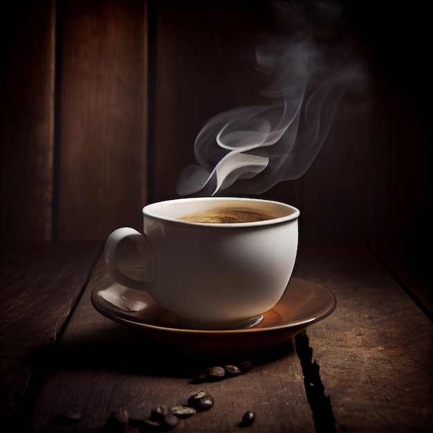 Kopje cappuccino-koffie met geurkoffie Illustratie Generatieve AI
