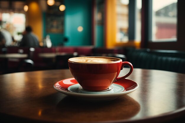 Kopje koffie aan cafétafel