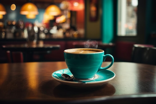 Kopje koffie aan cafétafel