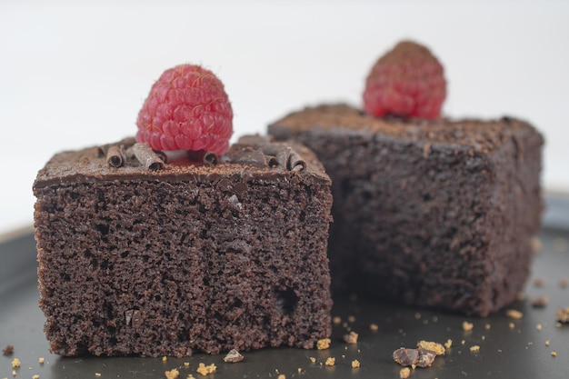 Kopje koffie en chocoladetaart brownie