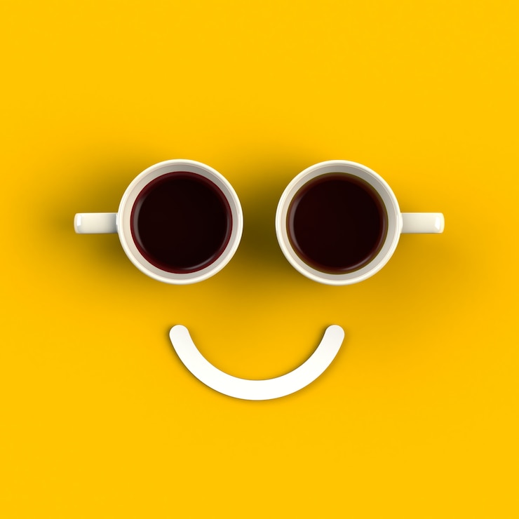 Foto kopje koffie in de vorm van een glimlach