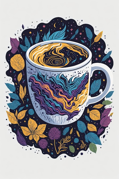 Kopje koffie met abstract patroon