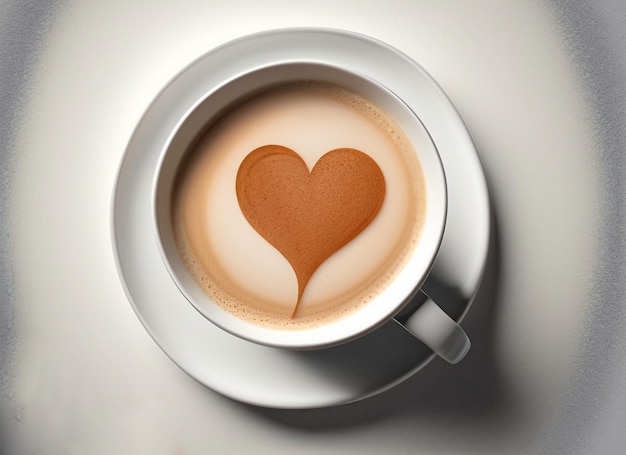 Foto kopje koffie met een getrokken hart