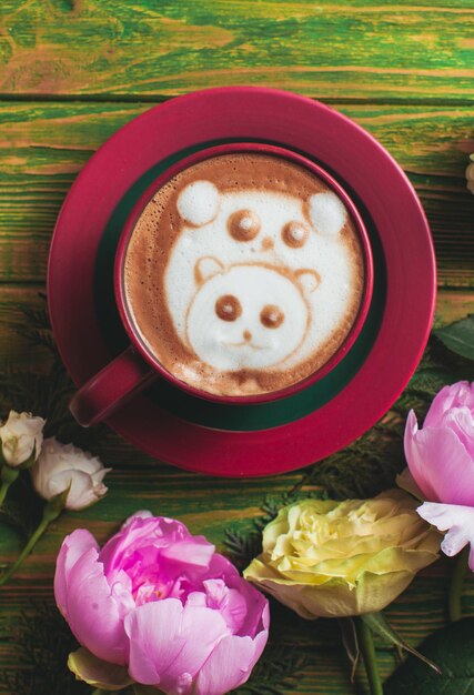 Kopje koffie met latte art.