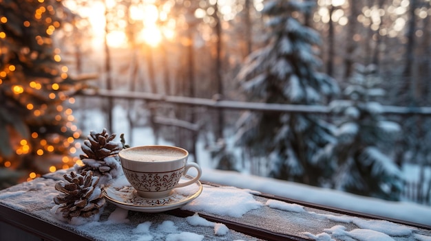 Kopje koffie op houten tafel