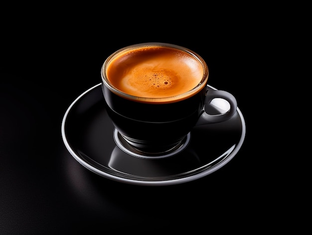 Kopje koffie op zwarte achtergrond Close-up beeld