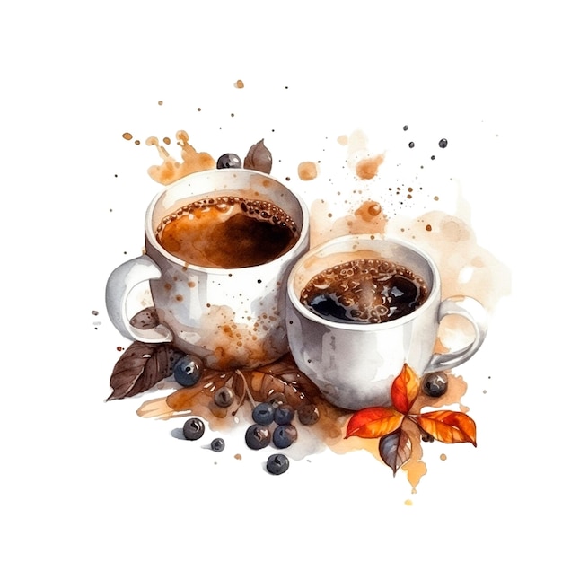 kopje koffie vallen concept van koffie aquarel koffie koffie aquarel stijl vintage koffie st