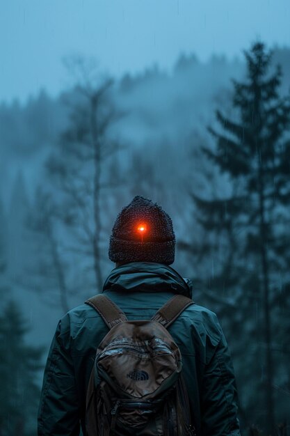 Foto koplamp met een klein rood licht