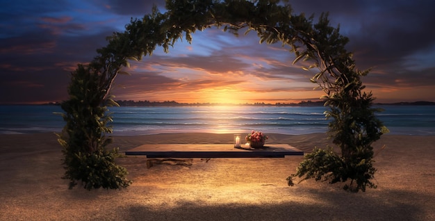 koppel op het strand zonsondergang op het strand een rustgevende en vermengende schilderachtige scène van een behang