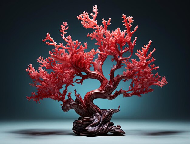koraalboom rood in de stijl van bioart