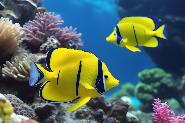 Koraalrif kleurrijke groepen vissen foto Playground AI platform