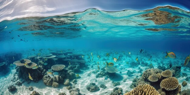 Koraalriffen en tropische vissen in het zeeleven Rijke onderwaterleven generatieve AI