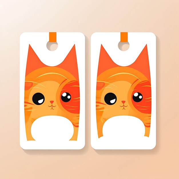 Foto korat cat tag card cotton rag paper abstract art orange play 2d vector design collection card piatta