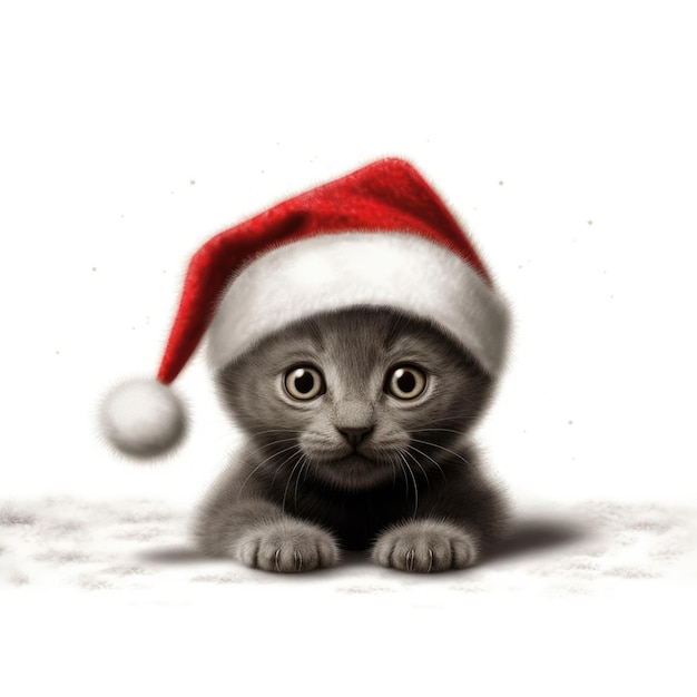 Korat kitten wearing Santa Hat