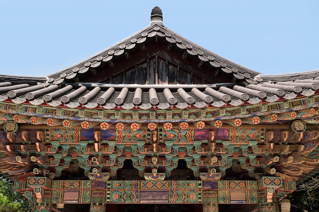 Foto tetto della pagoda della campana del tempio buddista dell'unesco di bulguksa della corea