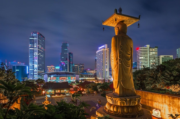 Korea Cityscape at Bongeunsa Temple in Gangnam District of Seoul Korea